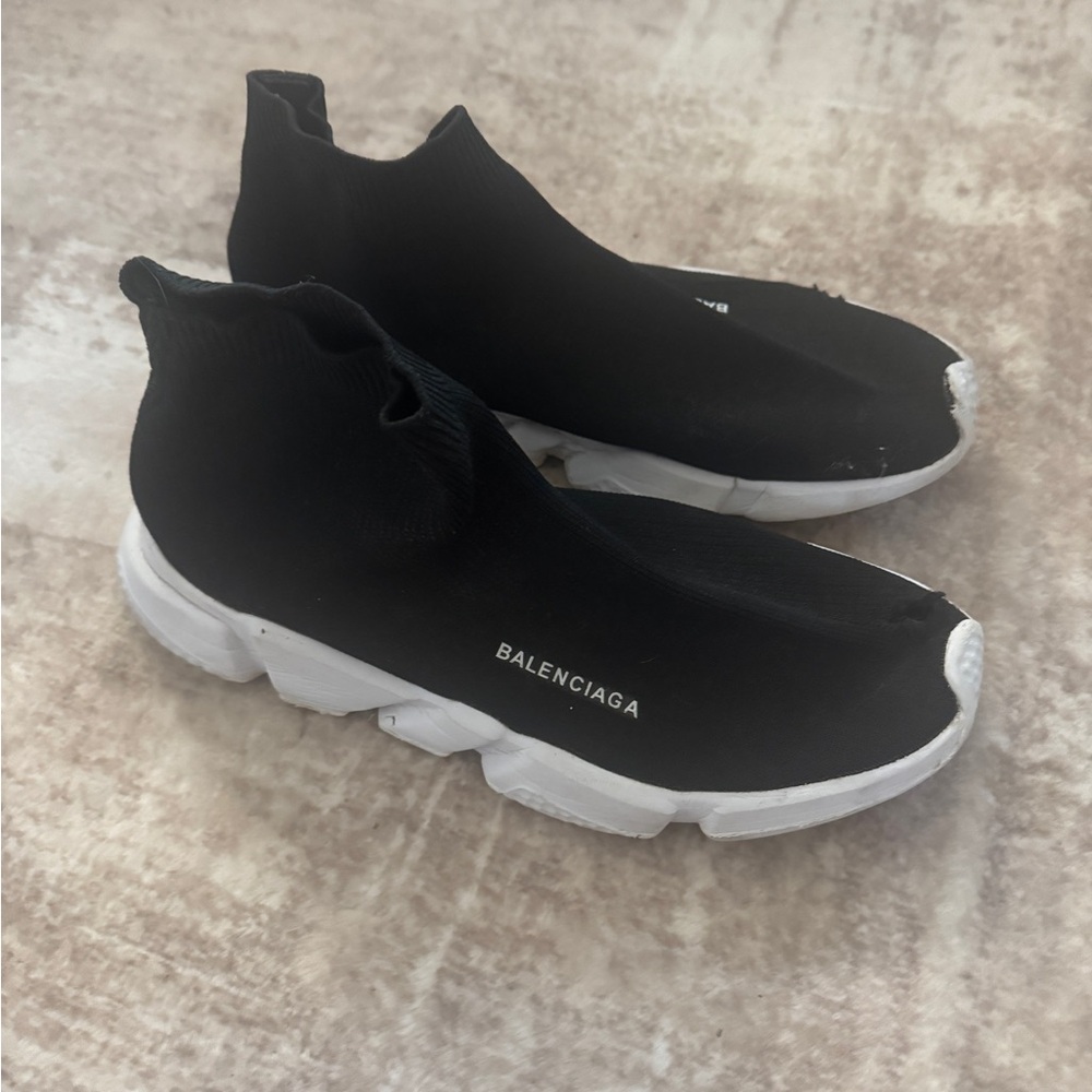 Balenciaga Black and White Mesh Sock Sneakers, Men’s US12 - Picture 2 of 6